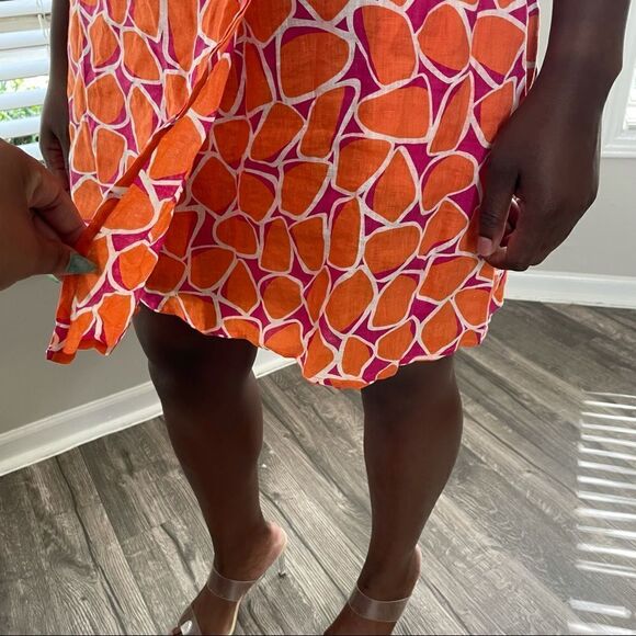 Revolve Diane Von Furstenberg DVF Orange Purple Giraffe Animal Print Wrap Dress - Picture 9 of 14